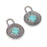 23mm Round Charms with Faux Turquoise Embellishement from the Global Collection - Silver Plated (1 Pair)