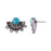 19x24mm Fan Earring Post Pair with Faux Turquoise Embellishment from the Global Collection - Silver Plated (1 Pair)