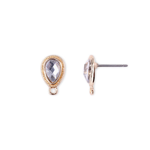 14mm Tear Drop Post Earrings with Crystal Embellishment from the Glam Collection - Gold Plated (1 Pair)