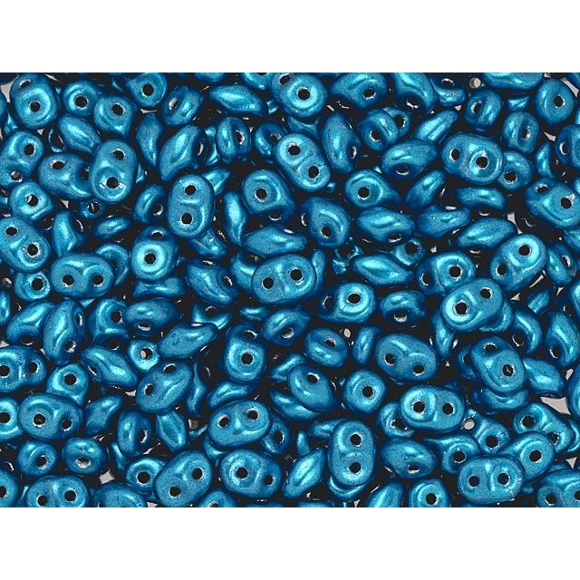 Czech Glass Matubo, 2-Hole SuperDuo Beads 2x5mm, Saturated Metallic Nebulas Blue (2.5" Tube)