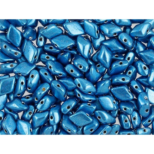 Czech Glass GemDuo, 2-Hole Diamond Shaped Beads 8x5mm, Saturated Metallic Nebulas Blue  (2.5" Tube)