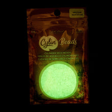 Cylin Seed Beads 11/0 - 25g Bag - Glow in the Dark - White to Green AB