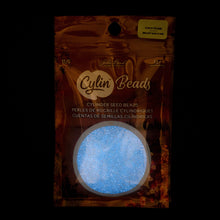 Cylin Seed Beads 11/0 - 25g Bag - Glow in the Dark - White to Sky AB