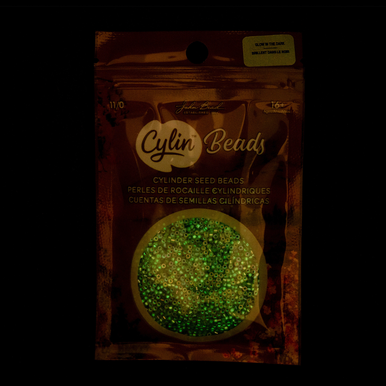 Cylin Seed Beads 11/0 - 25g Bag - Glow in the Dark - Grey AB