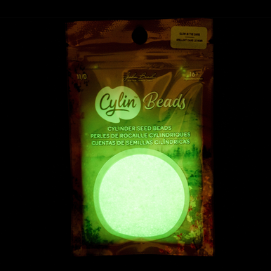 Cylin Seed Beads 11/0 - 25g Bag - Glow in the Dark - White to Green