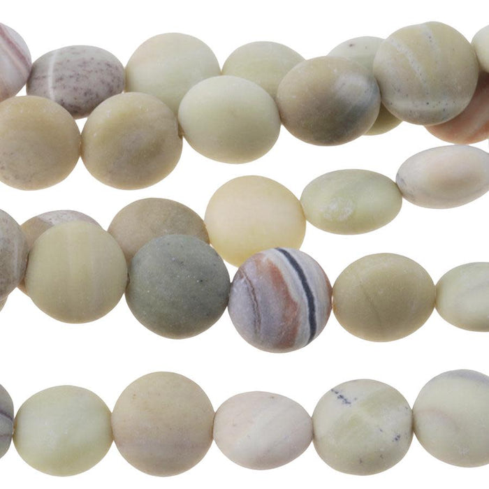 MATTE Australian Butter Jasper 8mm Puff Coin 8-Inch