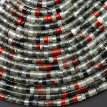 Natural African Bloodstone 4mm Heishi Bead Strand