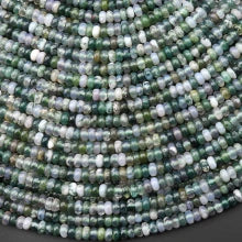 Natural Green Moss Agate 4mm Smooth Rondelle Bead Strand