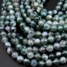 Natural Green Moss Agate 4mm Smooth Round Bead Strand - AAA Grade