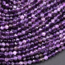 Natural Amethyst 6mm Faceted Round Bead Strand - AAA Grade
