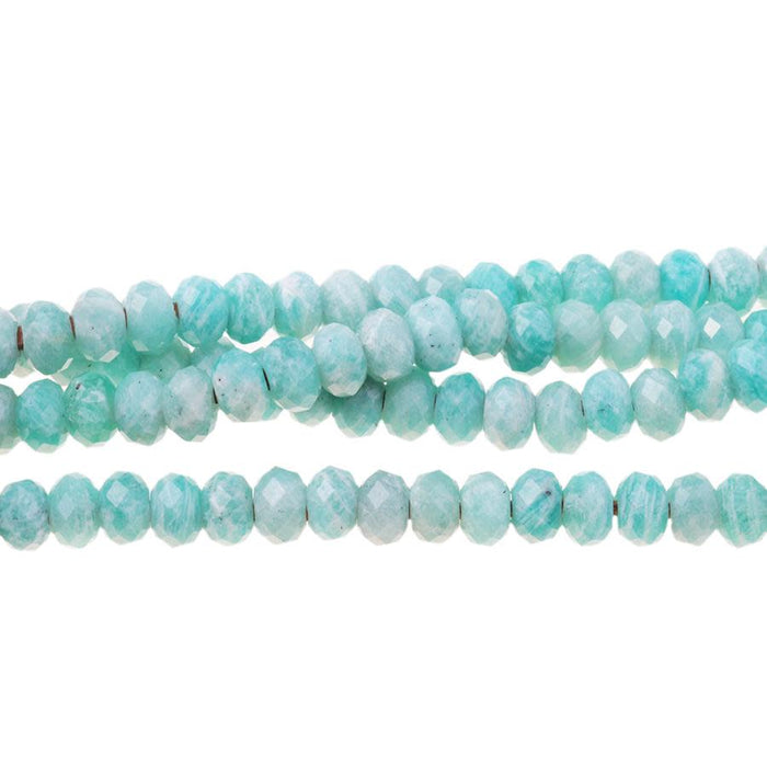 Amazonite 8mm Faceted Rondelle Large Hole (2-2.5mm) 8-Inch