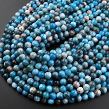 Natural Blue Apatite 3mm Smooth Round Bead Strand