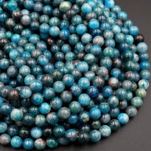 Natural Teal Blue Apatite 4mm Smooth Round Bead Strand