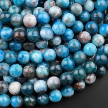 Natural Blue Apatite 6mm Smooth Round Bead Strand
