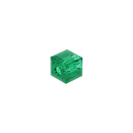 PRESTIGE Crystal, #5601 Faceted Cube Bead 4mm, Majestic Green (1 Piece)