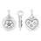 Sterling Silver Charm, Double-Sided Flower and Heart 14x10mm, 1 Piece