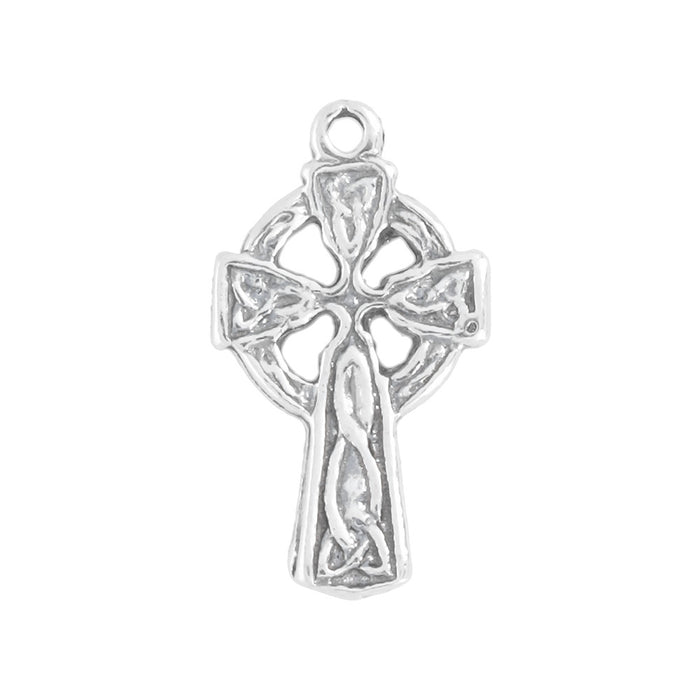 Sterling Silver Charm, Small Celtic Cross 15x9mm, 1 Piece