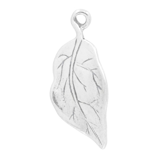 Sterling Silver Charm, Left Facing Leaf 18.5x8mm, 1 Piece