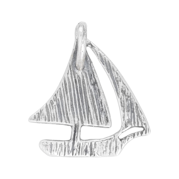Sterling Silver Charm, Sailboat-Shaped 16.5x14mm, 1 Piece