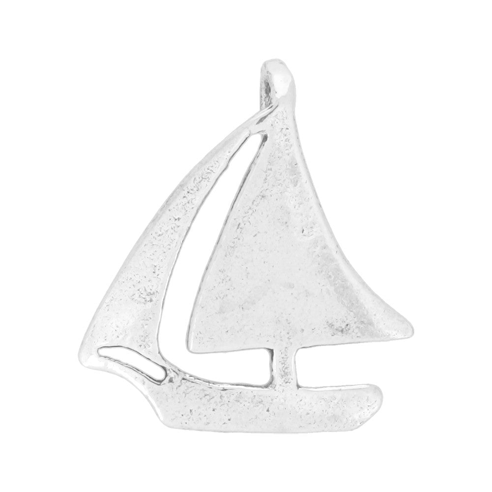 Sterling Silver Charm, Sailboat-Shaped 16.5x14mm, 1 Piece