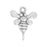 Sterling Silver Pendant Link, Bumble Bee 15.5x12.5mm, 1 Piece