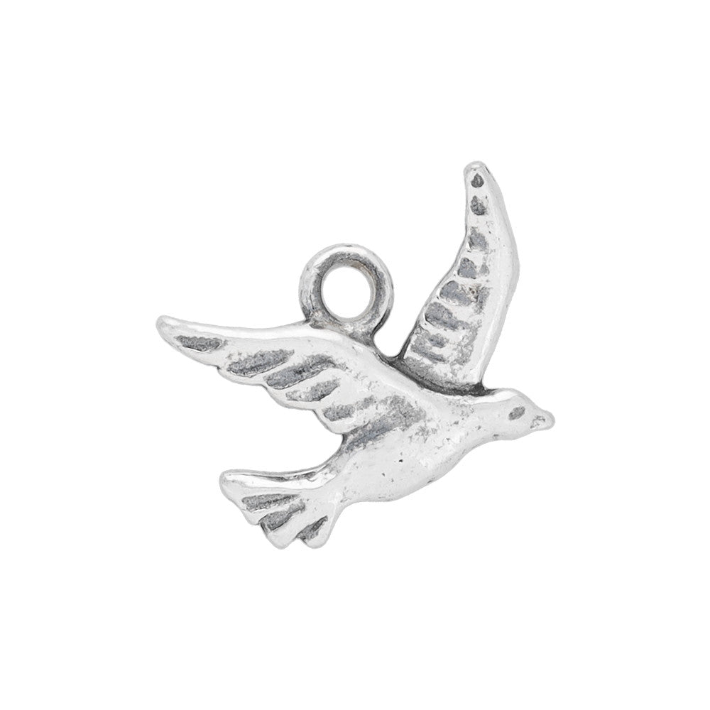 Sterling Silver Charm, Tiny Cute Flying Bird 12x8.5mm, 1 Piece