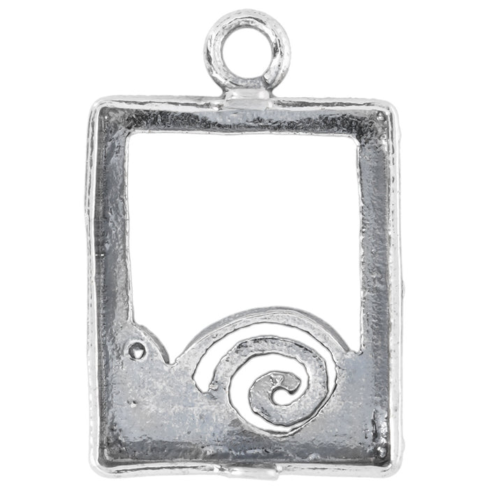 Sterling Silver Charm, Snail Frame 22x15mm, 1 Piece