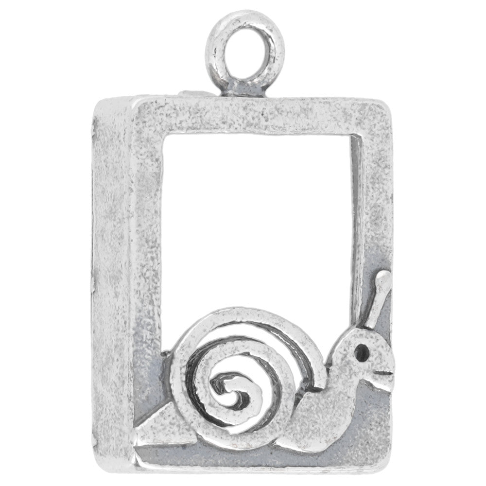 Sterling Silver Charm, Snail Frame 22x15mm, 1 Piece