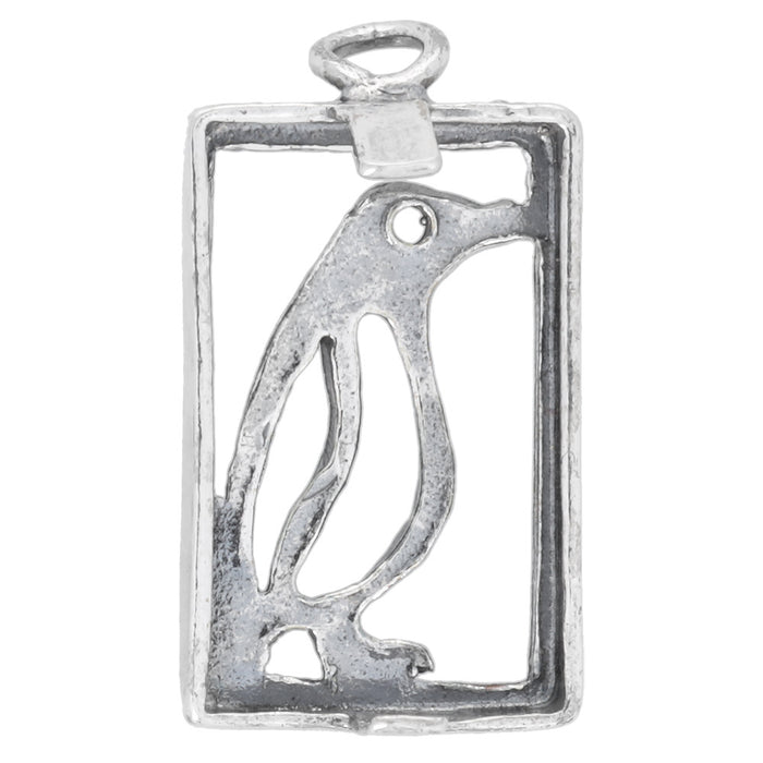 Sterling Silver Charm, Penguin Frame 21.75x11.5mm, 1 Piece