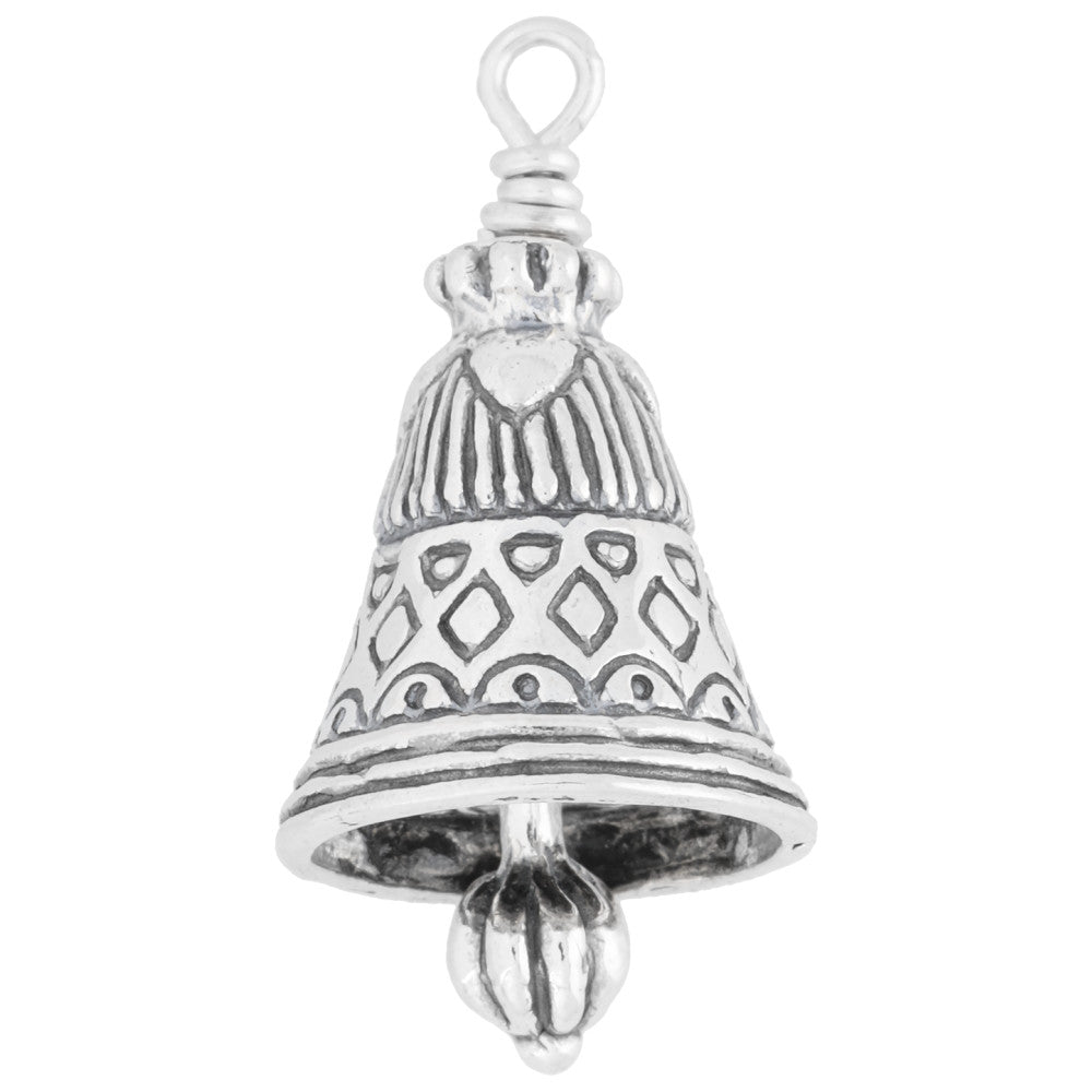 Sterling Silver Charm, Narrow Bell 30x15mm, 1 Piece