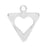 Sterling Silver Charm, Downward Pointing Triangle with Heart Center 17x15mm, 1 Piece