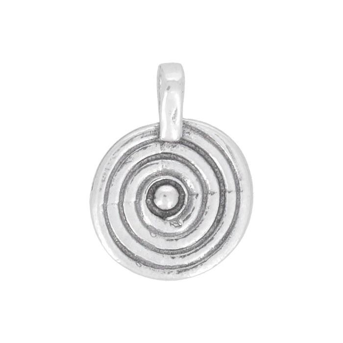 Sterling Silver Charm, Small Spiral with Smooth Plain Heart 9mm, 1 Piece