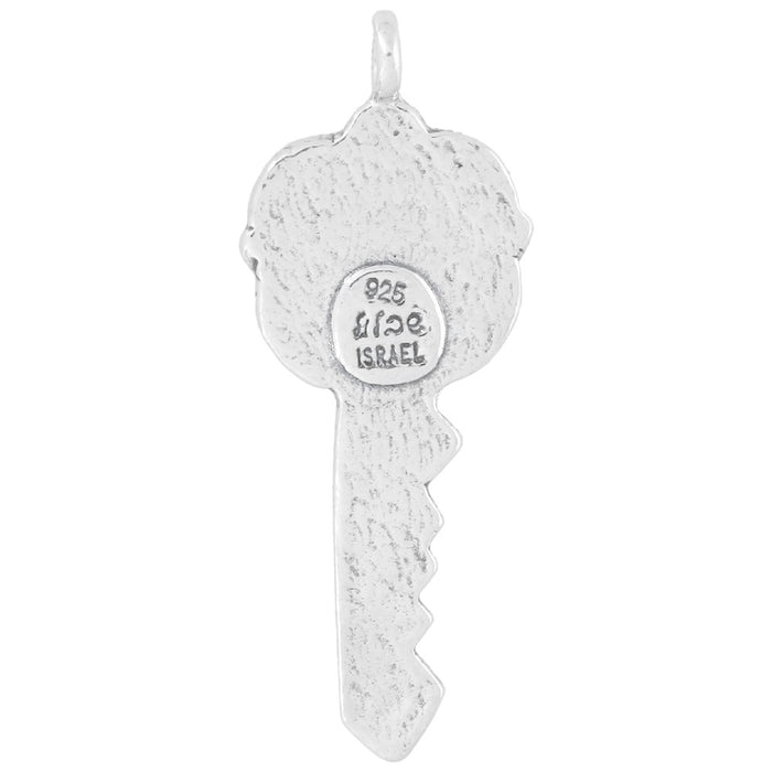Sterling Silver Charm, Large LOVE Key with Swirl Design on Top 37x15mm, 1 Piece