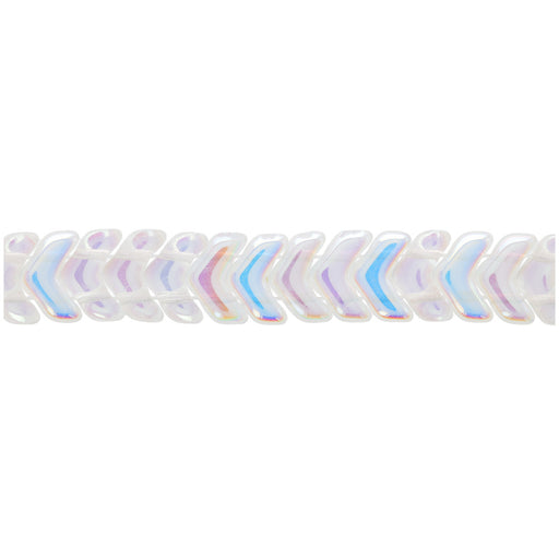 Czech Glass, 2-Hole Chevron Beads 10x4mm, Crystal AB (1 Strand)
