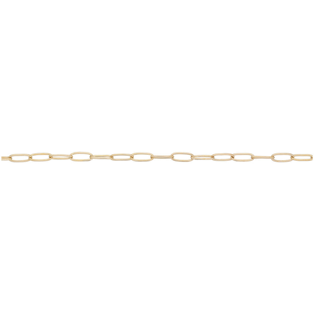 Gold Paperclip Cable Chain, 7.9x2.3mm Links, by the Foot