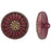 Czech Glass 18mm Round Sunflower, Deep Red with Antiqued Gold Paint Button by Raven's Journey