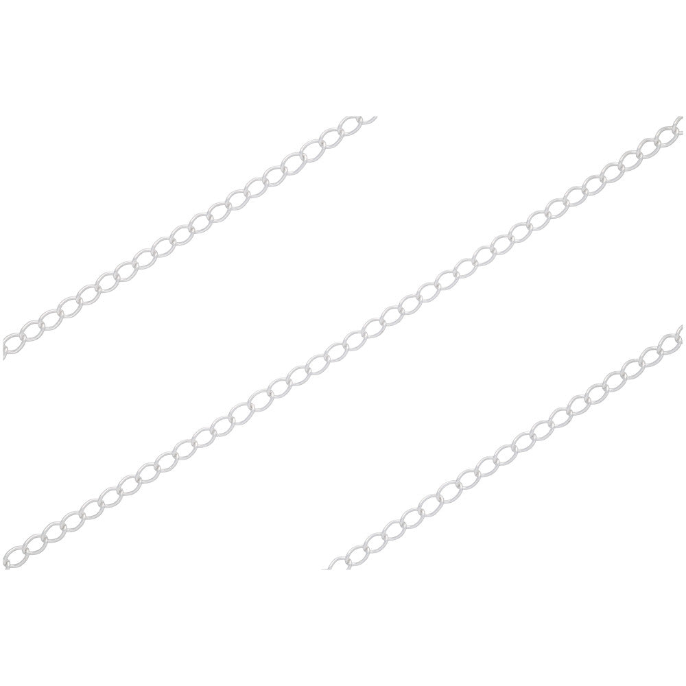 Sterling Silver Curb Chain, 2.6mm, by the Foot