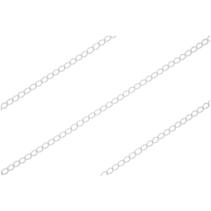 Sterling Silver Curb Chain, 2.6mm, by the Foot