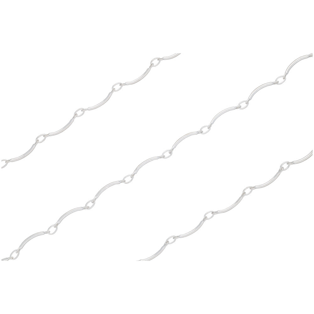 Silver Plated Scalloped Bar Chain, 12.5mm, by The Foot