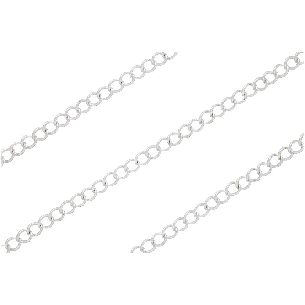Silver Plated Steel Curb Chain, 5mm, by the Foot