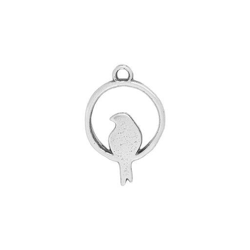 Charm, Parrot in a Ring 9.5x8.5mm, Sterling Silver (1 Piece)