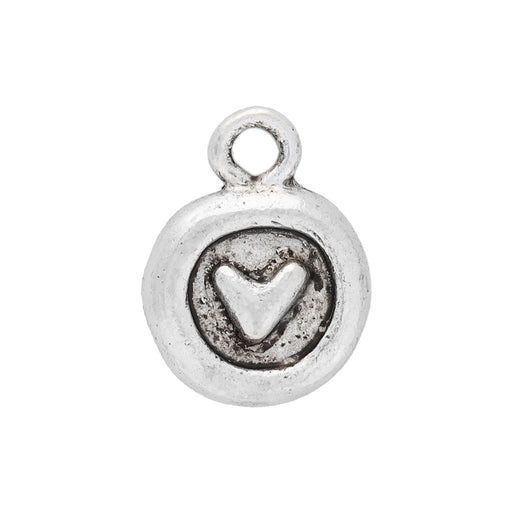 Nunn Design Charm, Itsy Stamped Heart 9.5x12.5mm, Antiqued Silver (1 Piece)