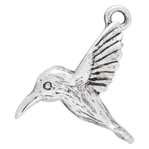 Nunn Design Charm, Hummingbird 16x22mm, Antiqued Silver (1 Piece)