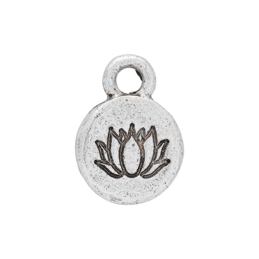 Nunn Design Itsy Charm, Lotus Flower 9mm, Antiqued Silver Plated (1 Piece)