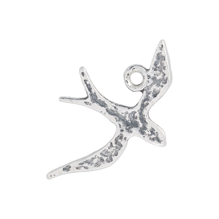 Sterling Silver Charm, Swallow 18x11.5mm, 1 Piece
