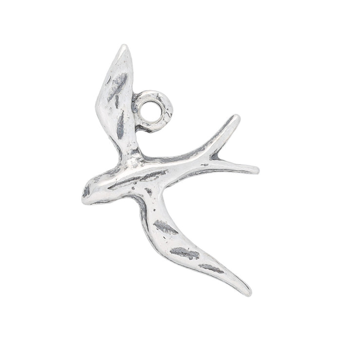 Sterling Silver Charm, Swallow 18x11.5mm, 1 Piece