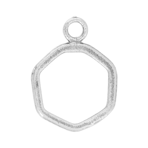 Sterling Silver Charm, Hexagon 16.5x13mm, 1 Piece