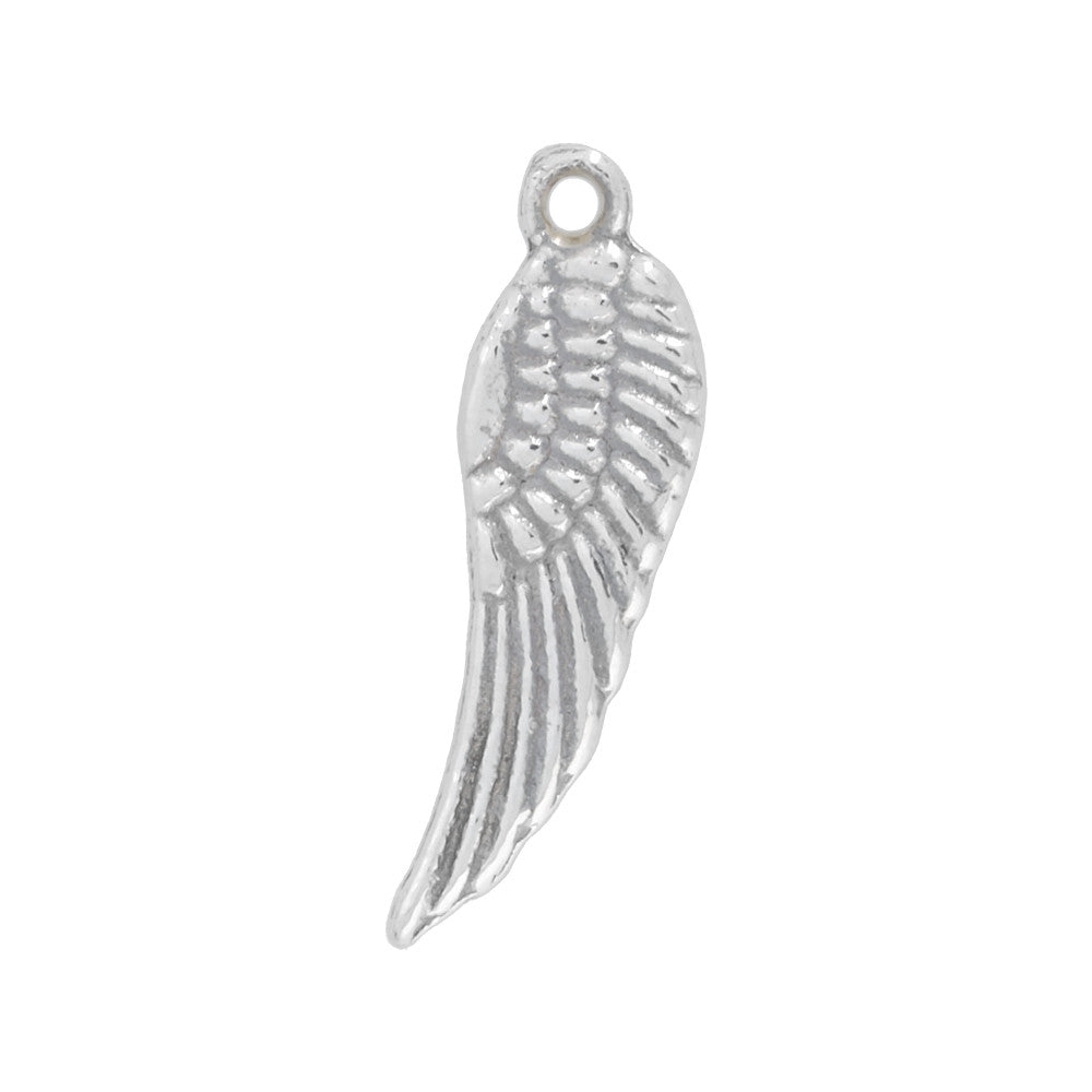 Sterling Silver Charm, Small Double Sided Wing Length 16mm, Width 5mm, 1 Piece