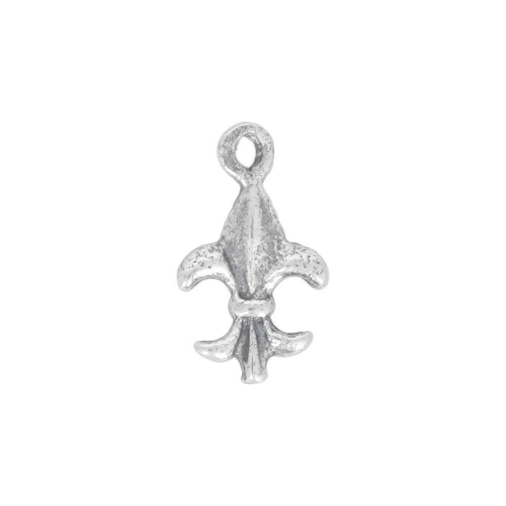 Sterling Silver Charm, Tiny Fleur de Lis Length 11mm, Width 6.5mm, 1 Piece