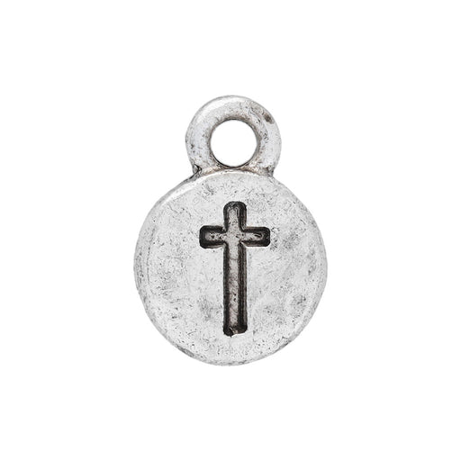 Nunn Design Itsy Charm, Spiritual Cross 9mm, Antiqued Silver (1 Piece)